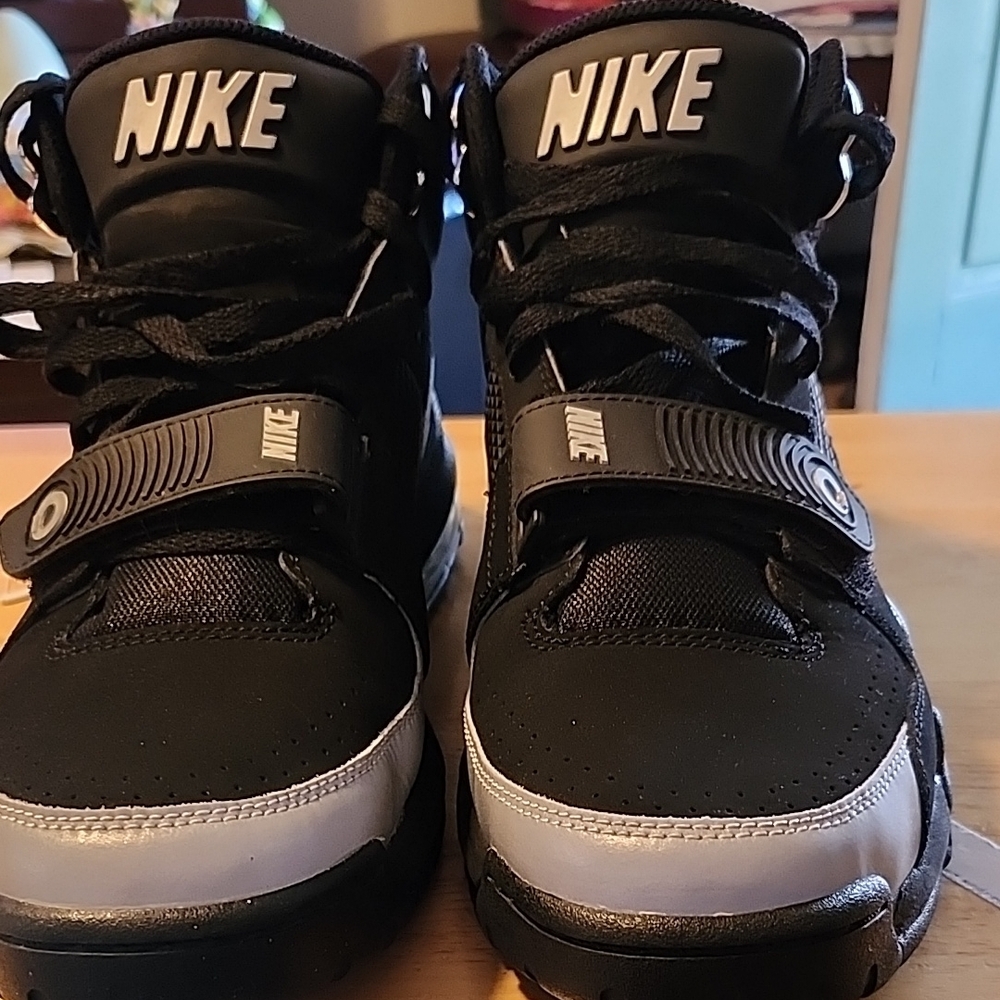 Vintage Nike Air Max Bo Jax Black and Silver High-Top Sneakers with Strap.